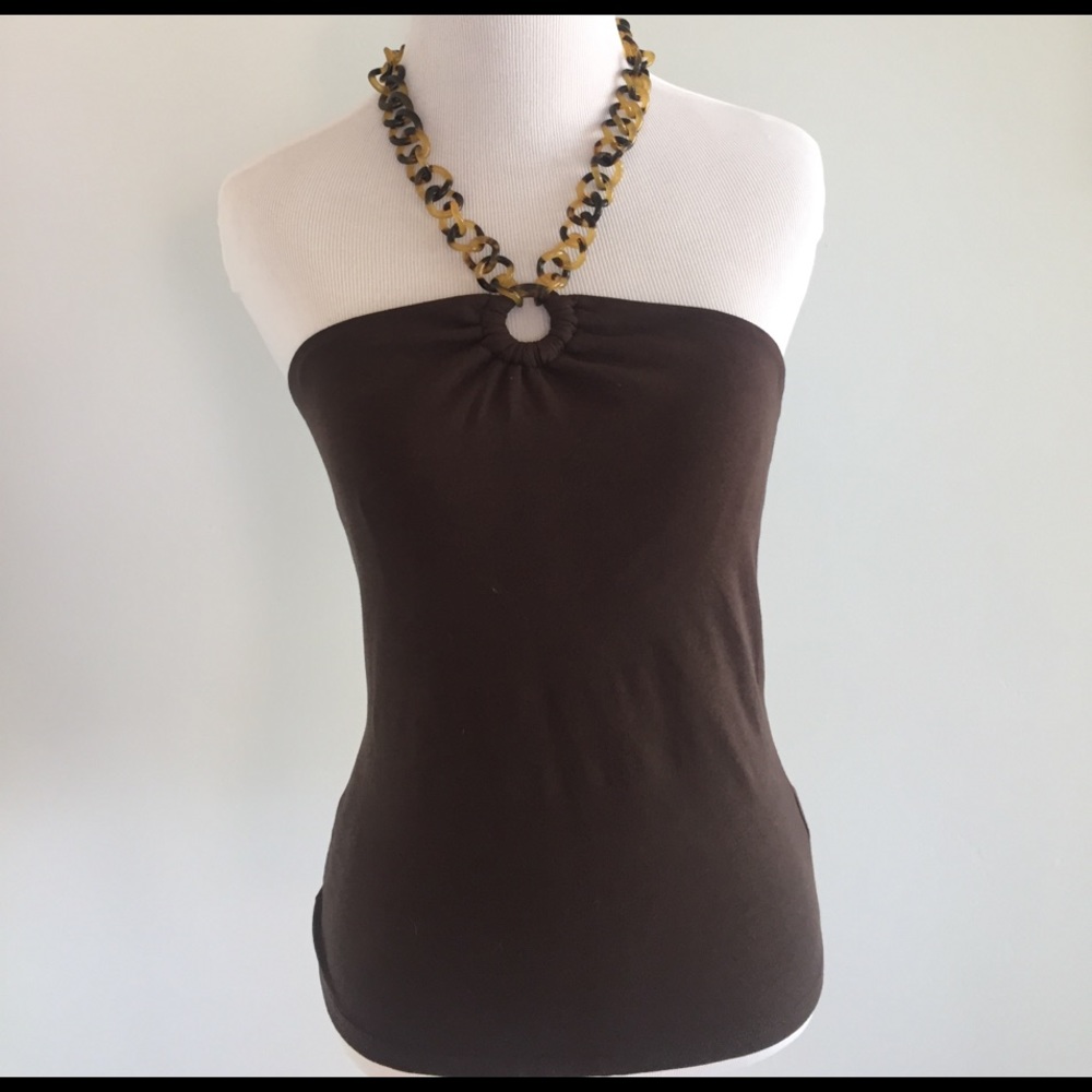 COPY - Strapless cotton top with tortoise shell n…